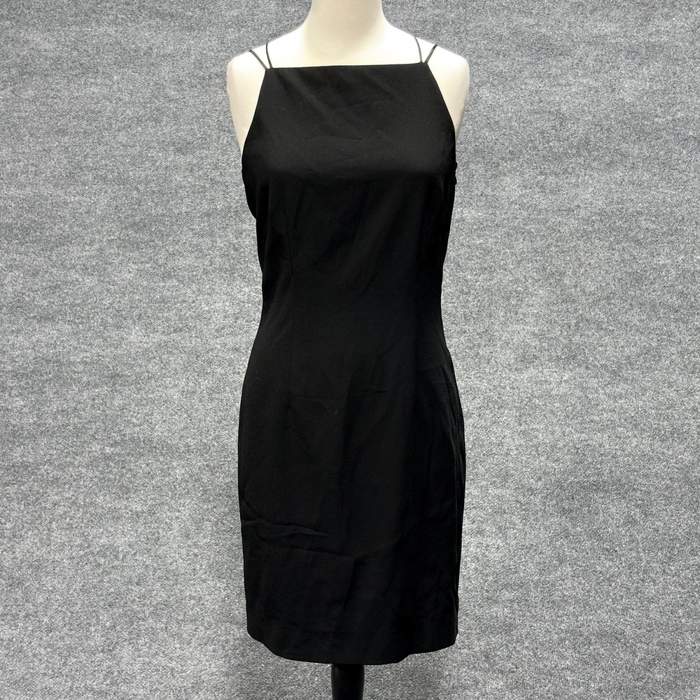 Yves Cossette Depeche Mode Dress Womens 8 Black Strappy Back Cocktail Sheath